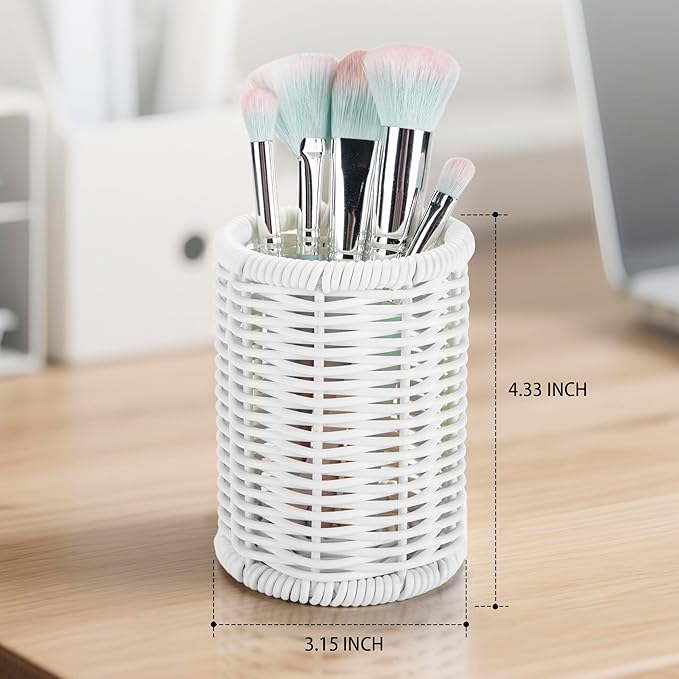 Dealpoli Rattan Jars, Cotton Pad Floss Jar Bathroom Vanity Desk Storage