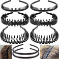 ULTIMUTE 8 PCS Fashion Effortless Plastic Headbands with Teeth Comb Black Skinny Headbands No Slip Hair Accessories Bands for Women Men Teen Girls, Bright Black