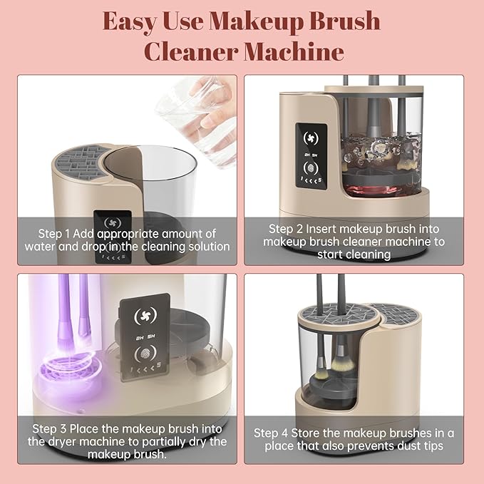 3 IN 1 Electric Makeup Brush Cleaner Machine With Makeup Brush Dryer-Holder-Portable Automatic USB Cosmetic Brushes Cleaner Tool for All Size Beauty Makeup Brush Set,Eyeshadow, Blush Brush