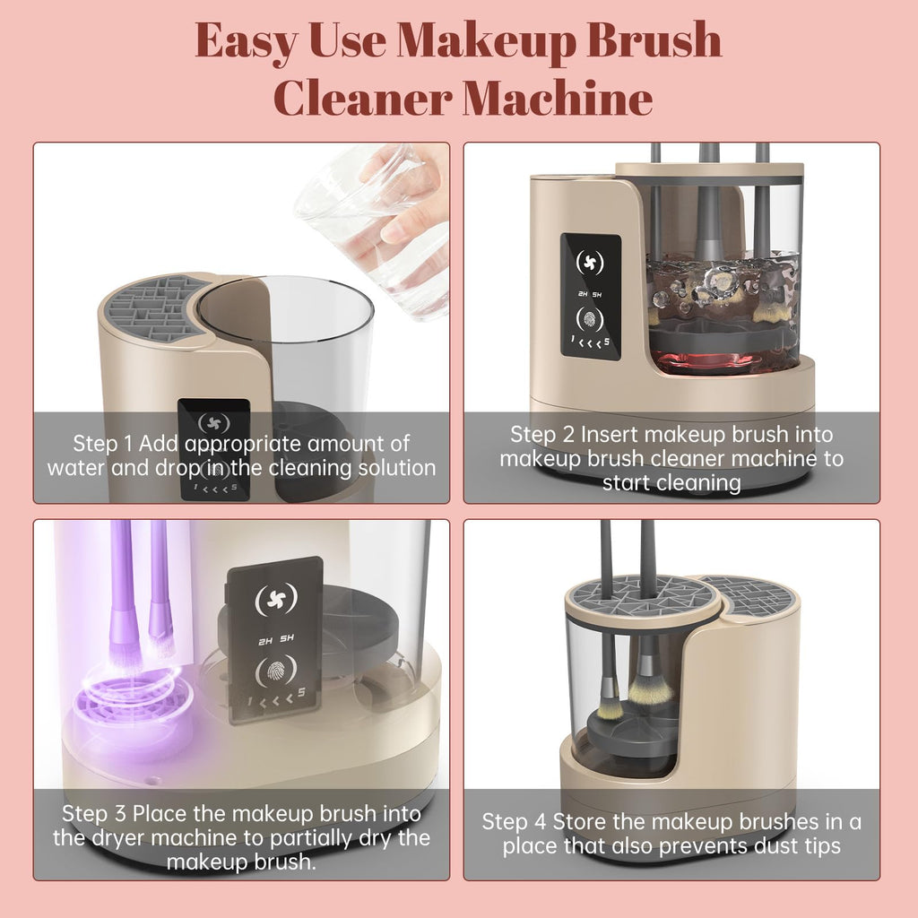 3 IN 1 Electric Makeup Brush Cleaner Machine With Makeup Brush Dryer-Holder-Portable Automatic USB Cosmetic Brushes Cleaner Tool for All Size Beauty Makeup Brush Set,Eyeshadow, Blush Brush