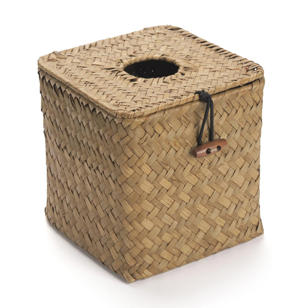 Seagrass Square Tissue Box Cover Woven Napkin Holder Decorative for Bathroom Farmhouse (Natural, 5.5 x 5.5 x 5.5 Inch)