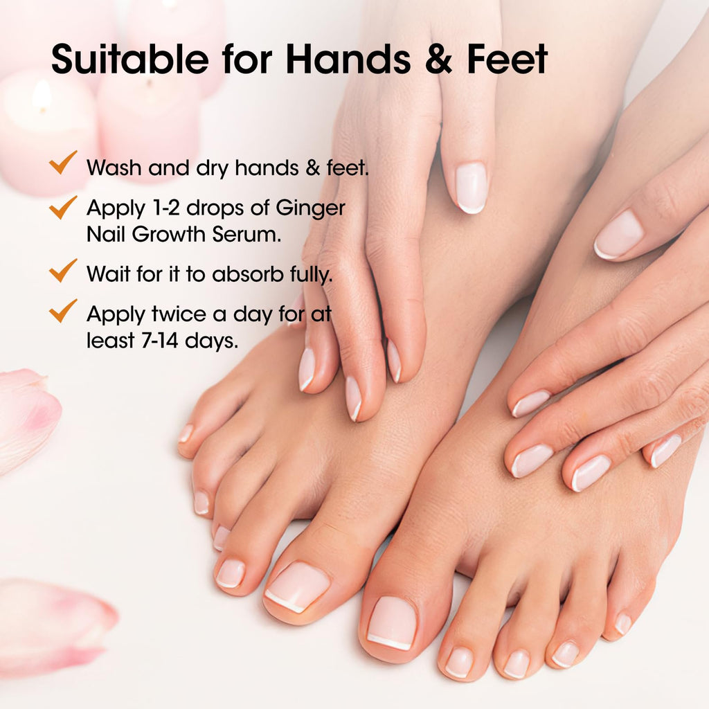GELLEN 7-14 Days Ginger Nail Growth Serum for Nail Strengthener and Growth, Nail Repair Treatment for Weak Brittle Splitting Damaged Nails, Hydrated & Nourished Nail Care Solution for Hands & Feet