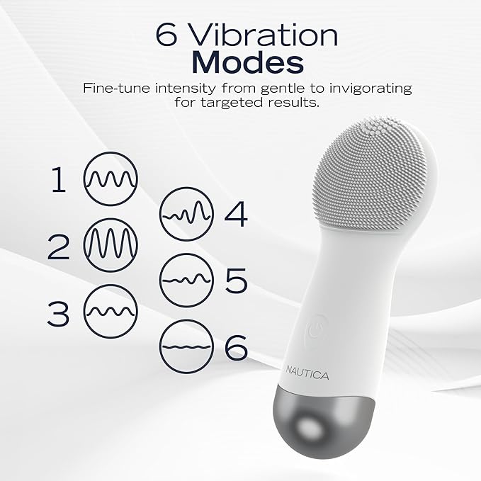 Nautica PC130 Sonic Facial Cleansing Brush Made with Ultra Hygienic Soft Silicone, Waterproof and Rechargeable Face Scrub Brush for Men & Women - (Milk)