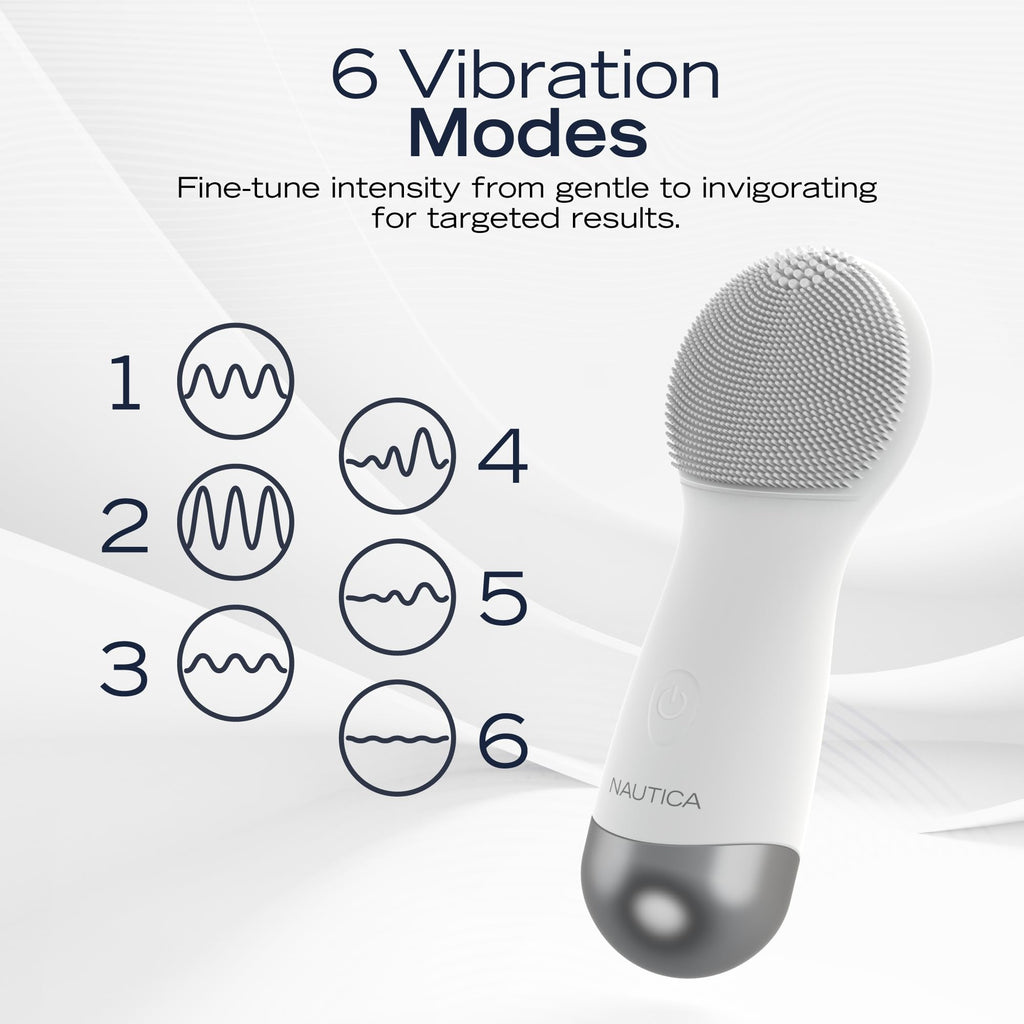 Nautica PC130 Sonic Facial Cleansing Brush Made with Ultra Hygienic Soft Silicone, Waterproof and Rechargeable Face Scrub Brush for Men & Women - (Milk)