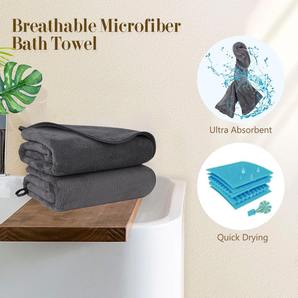 Orighty Bath Towels, Soft Feel Bath Towel, 2 Pack (27'' x 54'')