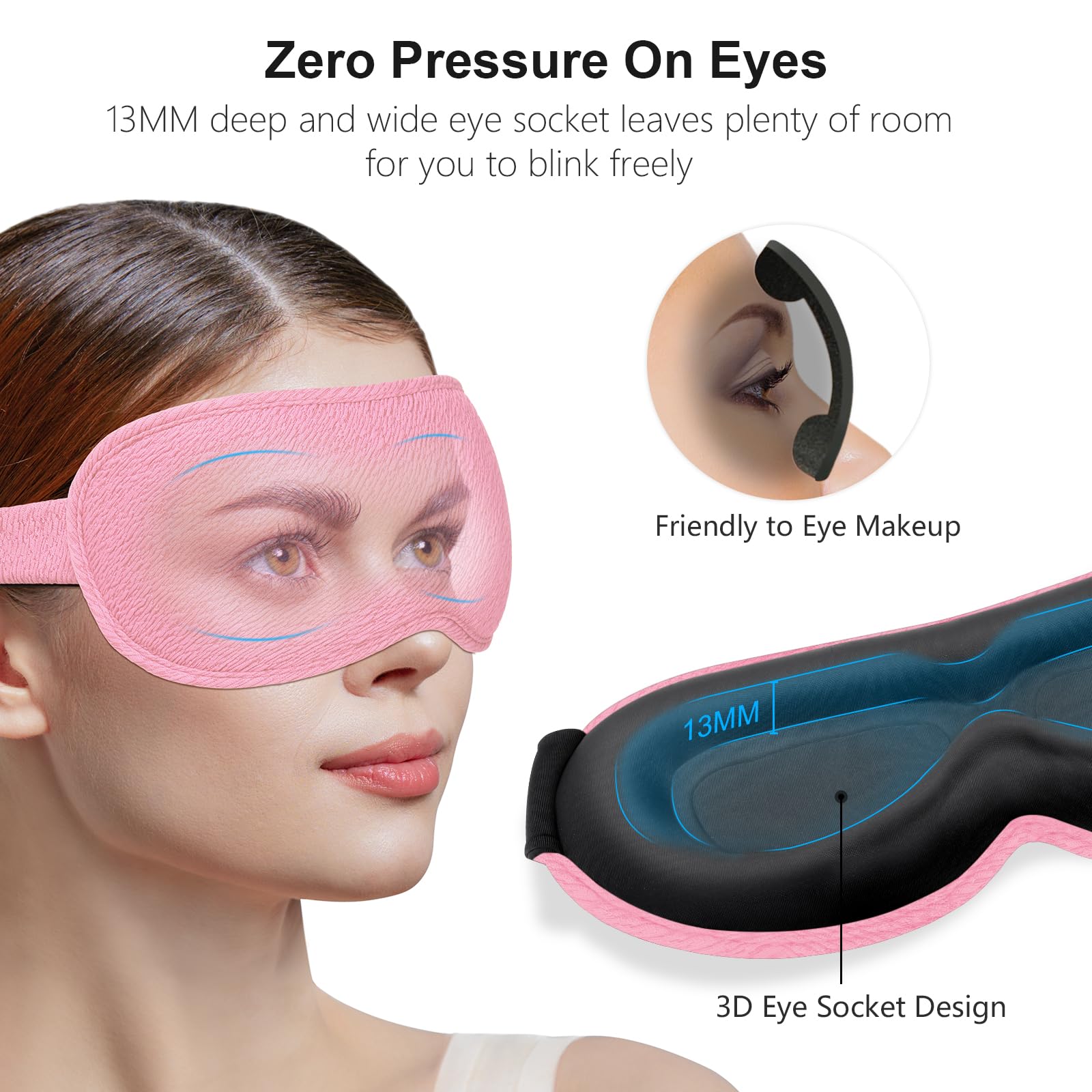Gritin 100% Blackout Sleep Eye Mask for Women Men, Zero Pressure Sleep Mask