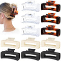 Sisiaipu 4.1 Inch Large Claw Clips - 12 Pcs Jumbo Square Jaw Clips for Thick Hair, Bulk Hair Accessories for Women and Girls - Transparent