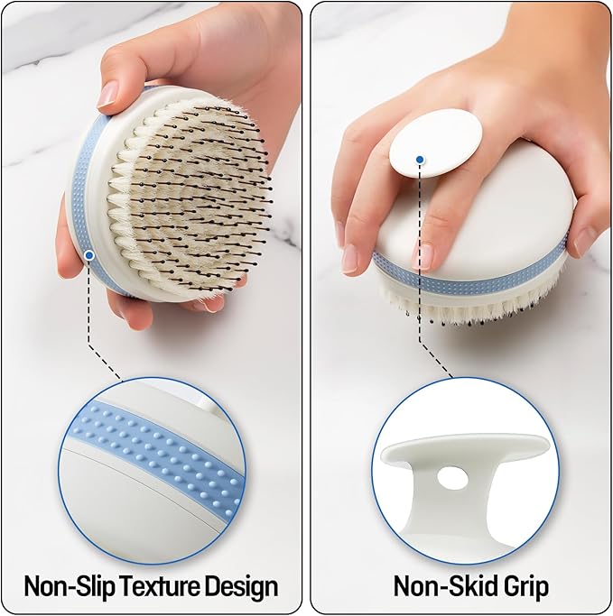 Scalp Massager with Double-Layer Bristles,Anti-Slip Rich-Lathering Hair Washing Shampoo Brush,Curved Scalp Scrubber with Better Head Fit for Dandruff Removal,Wet&Dry Use Scalp Stimulator.