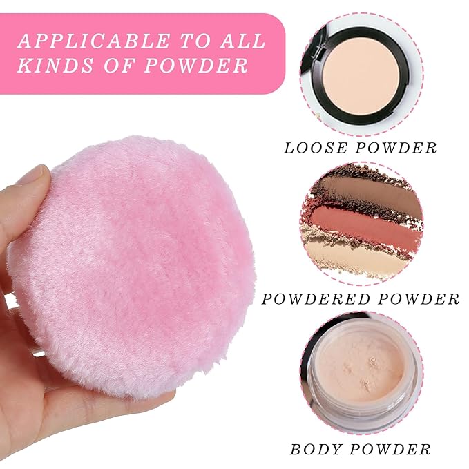 Oruola 4pcs Large Powderpuff, 3.5 In Mota para Talco Corporal,Soft Washable Reusable Powder Puffs for Body,Loose Powder Puffs Wet Dry Makeup Tool for Baby & Kid & Adult