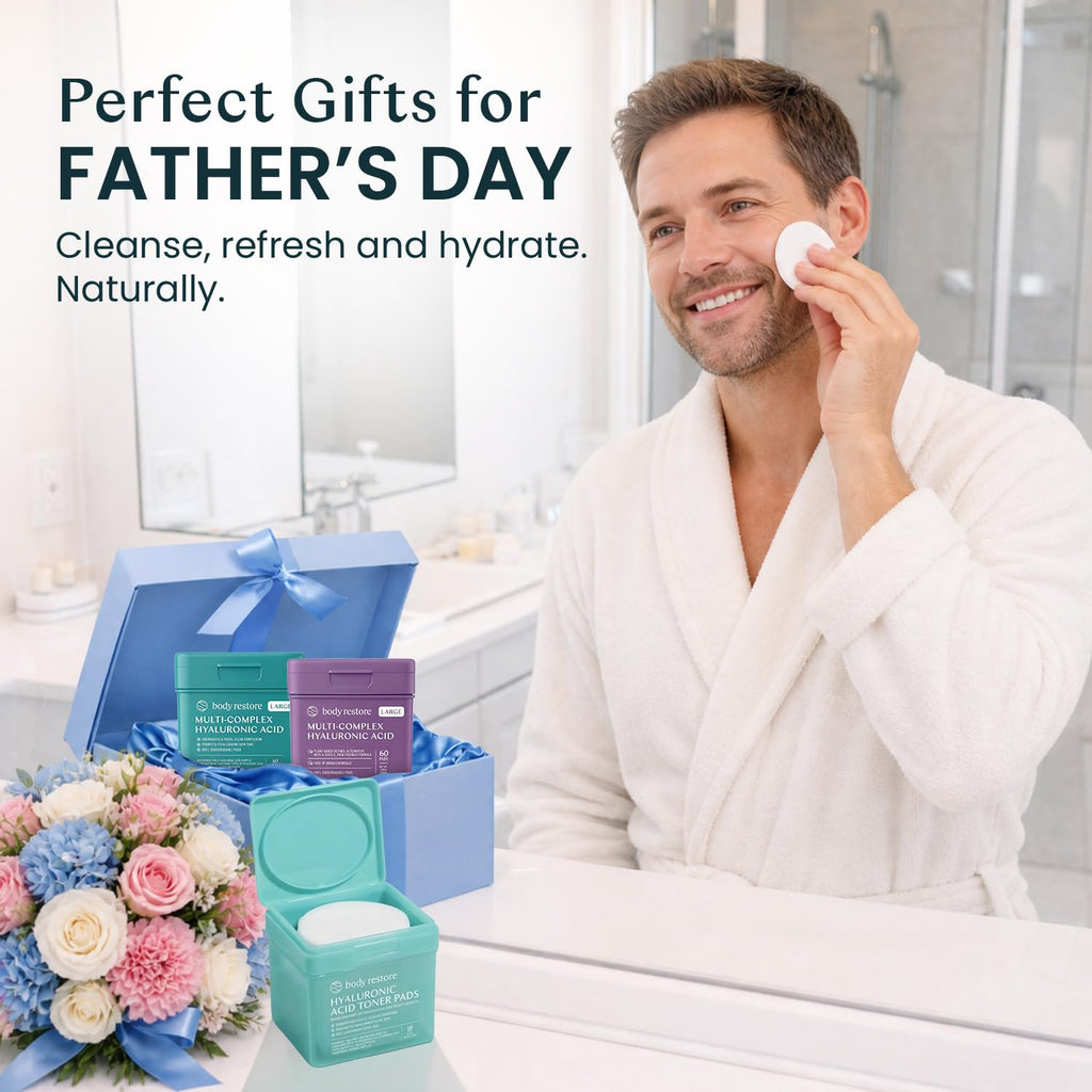 Body Restore Bakuchiol Toner Pads – Fathers Day Gift for Dad, Korean Skin Care, Face Wipe with Niacinamide and Hyaluronic Acid, Birthday Gifts for Women and Men