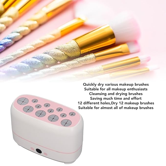BONKZEBU Electric Makeup Brush Dryer Machine 12 Holes Automatic Brush Cleaner and Drying Tool for Professional Salon and Home Use Quickly Drying Cosmetic Brush Cleaner Dryer