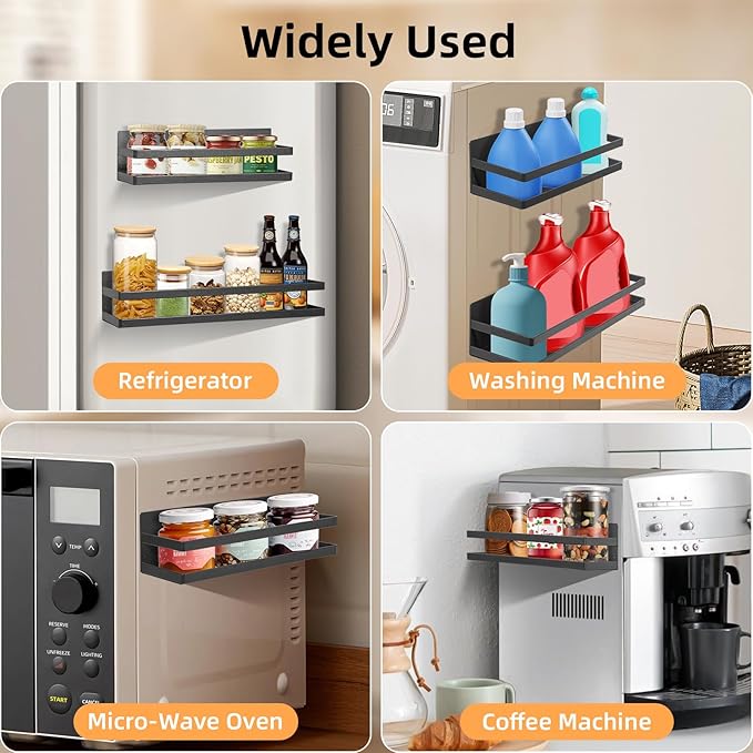 Uten Large Magnetic Spice Rack for Refrigerator 2 Pack, Fridge Organizer