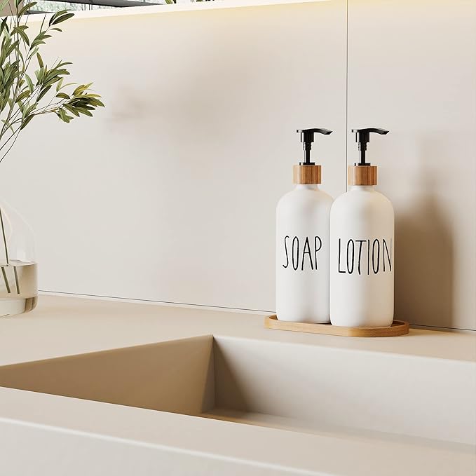 Dish Soap Dispenser for Kitchen,Glass Hand Soap Dispenser, Modern Farmhouse Decorfor Bathroom,Kitchen Decor