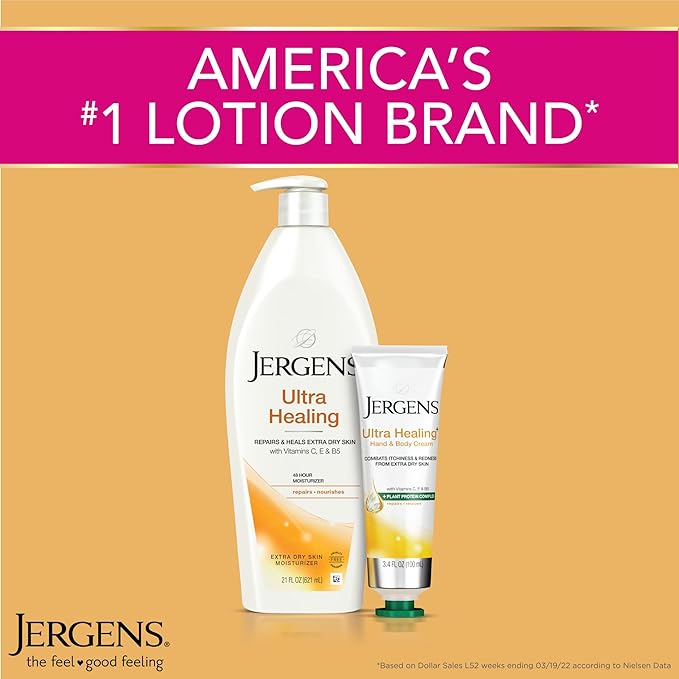 Jergens Ultra Healing Body Lotion, Moisturizer for Dry Skin, 21 fl oz, 3pk