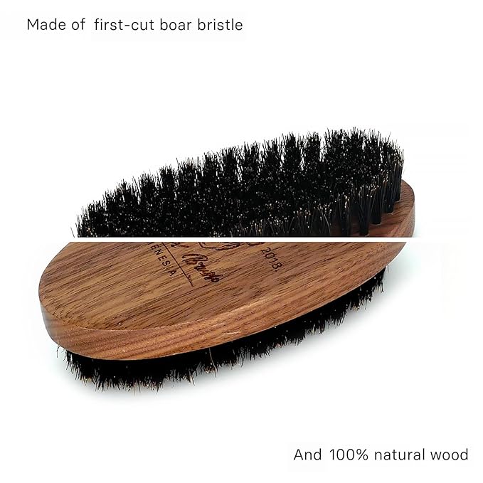 Menesia Walnut Wood Boar Bristle Beard Brush for Men