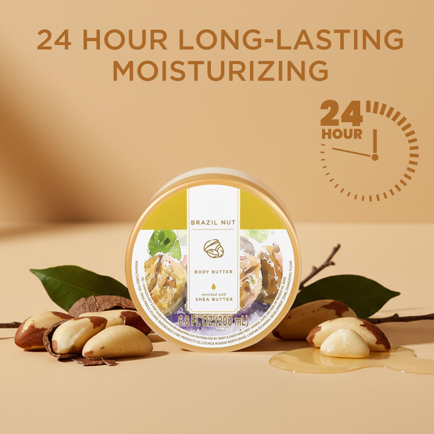 Princess Belle Brazil Nut Body Butter, Brazilian Body Butter Cream, Body Moisturizer for Dry Skin, Natural Shea Butter for Body Care, Deep Moisturizing and Softening-200ml(6.8 floz)