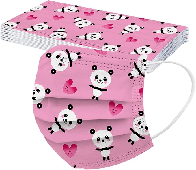 50Pcs Kids Face Mask Childrens 3 Ply Non-Woven Protective Breathable Kids Face Mask for Boys Girls Outdoor School