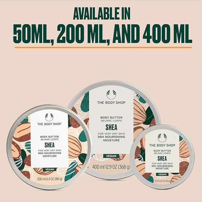 The Body Shop Body Butter | 96hr Nourishing Moisture for Dry Skin | Non-Greasy with Shea Butter for Smoother Softer Skin, Vegan, 200 ml / 6.4 oz (Shea)