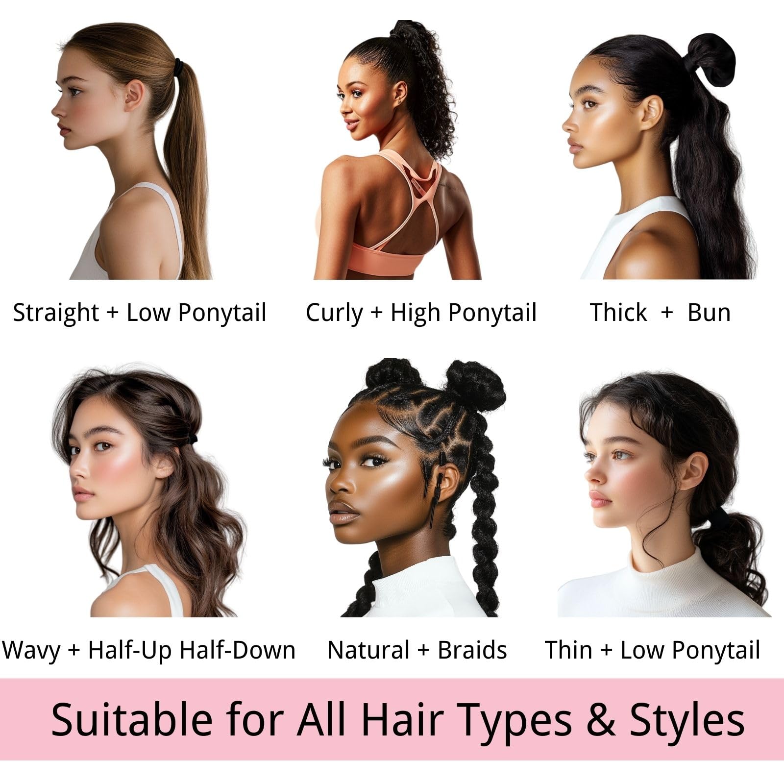 LuSeren 120 Pcs No Damage Thick Hair Ties, Large Soft Seamless Nylon Cloth Hair Elastics for Women, Light Color