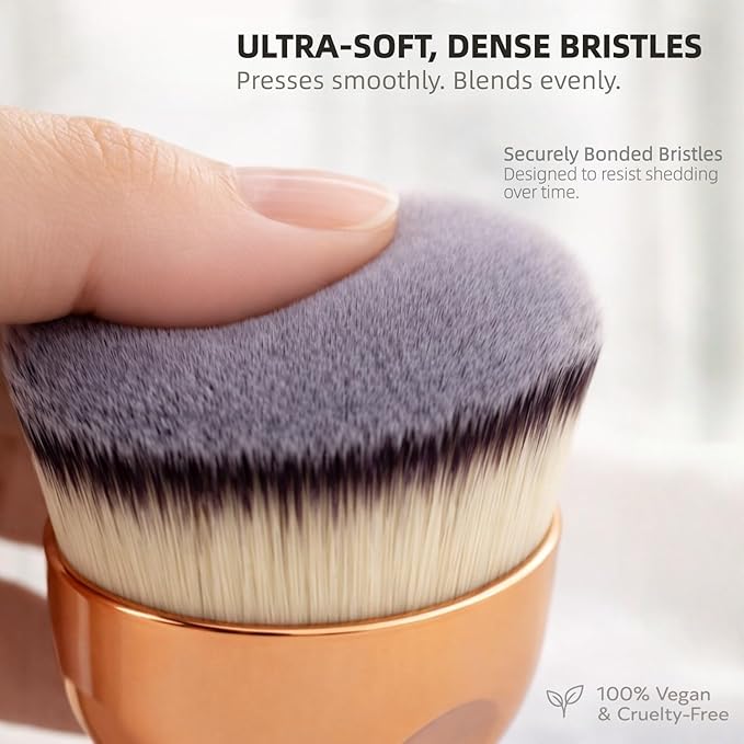 GOERTI Angled Kabuki Foundation Brush – High-Density Face & Body Blending Makeup Brush for Liquid Foundation, Bronzing Lotion, Concealer, Powder, Cream, Contouring, Streak-Free Self Tanner Applicator