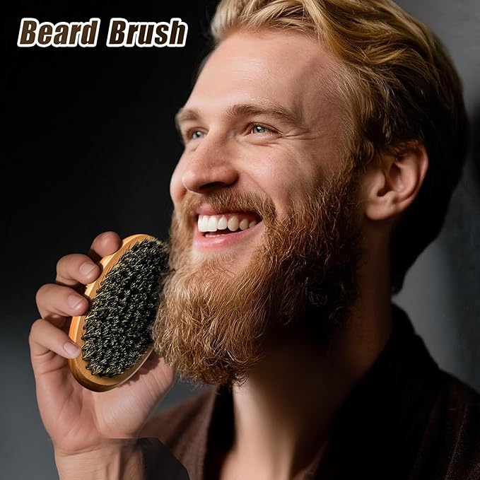 Beard Brush Beard Comb Set, Stocking Stuffers Gifts for Men Beard Care Kit