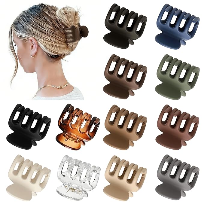 Sisiaipu 12Pcs Hair Clips for Women 1.8 Inch Small Claw Clips for Thin Hair Medium Hair Claw Clips for Thick Hair Accessories for Women Girls (Transparent)