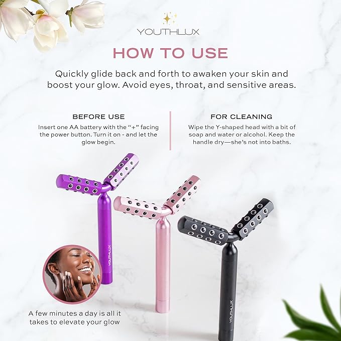 YOUTHLUX Revolution Roller - Germanium Stone Uplifting Face/Body Beauty Massage Tool/Roller/Wand for Skin Tightening/Firming, De-Puffing, Anti-Aging (Black)