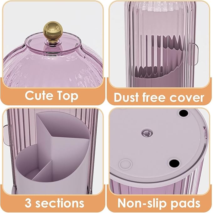 Zufudo Toothbrush and Toothpaste Holders with Cover, All Pink