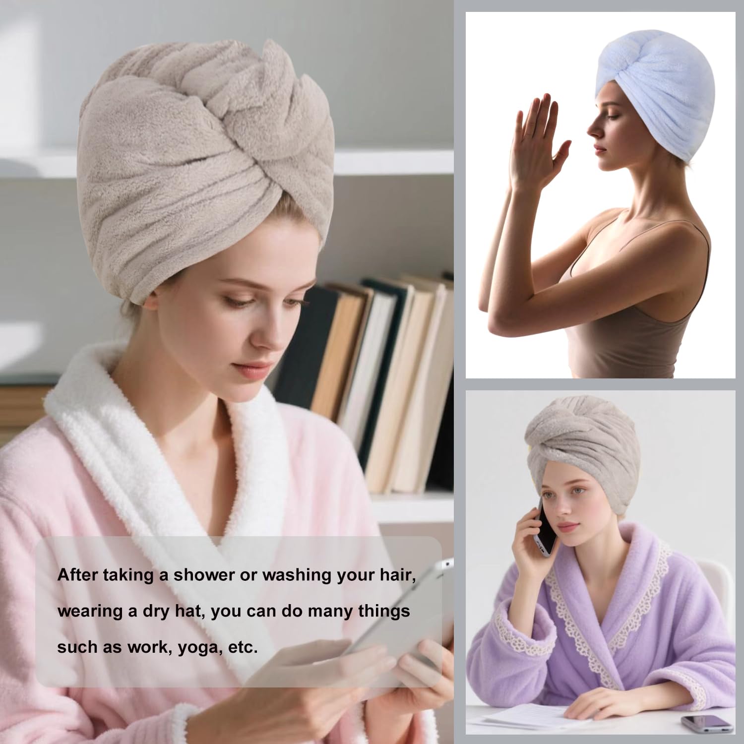 AGKXHDEC Microfiber Hair Drying Towel Wrap,Hair Turbans Towel for Wet Hair