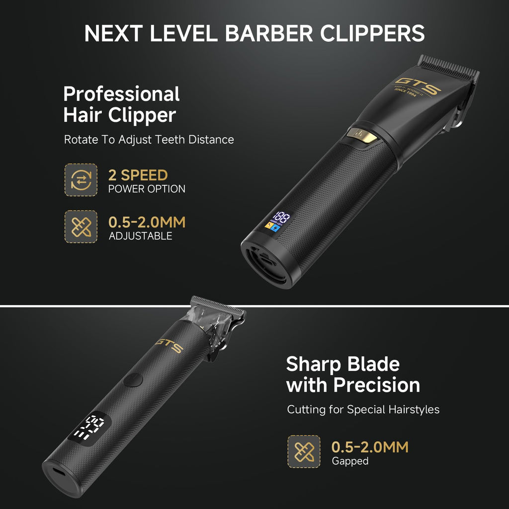 GTS Hair Clippers for Men Professional, Beard Trimmer Kits & Sets, Cordless Mens Hair Trimmer, Electric Shavers, Haircutting Machine with LED Display, for Barber 4 in 1