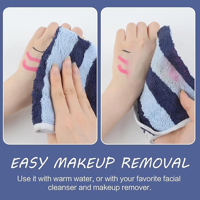 Microfiber Facial Cloths Fast Drying Washcloth 12x12inch Stripes 6 pack