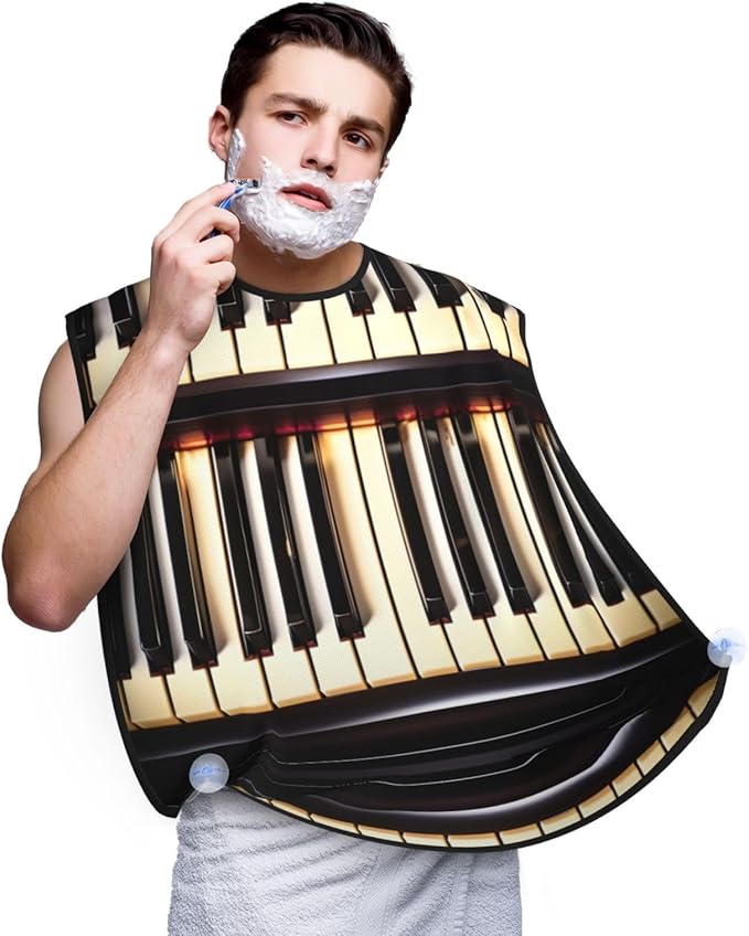 Purple Music Notes Print Beard Bib Shaving Apron, Beard Hair Trimming Cape – For Dad