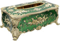 9.45"x5.43"x3.94" Luxurious Rose Tissue Box with Imitation Diamonds, Embossed Flowers, Elegant Tissue Paper Holders for Home Toilet Bath Hotel,Gold-Green