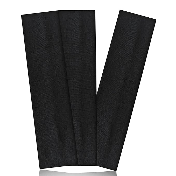 Black Headbands for Women Non Slip Head Bands for Women's Hair Elastic Womens Headbands Soft Cotton Cloth Fashion headband for Daily Workout Sports Running Yoga