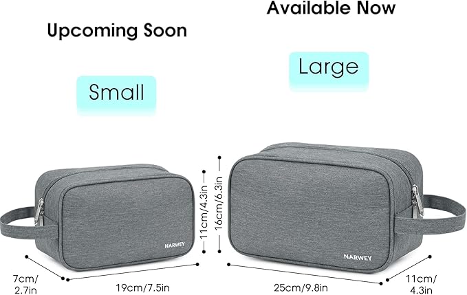 Narwey Travel Toiletry Bag for Women Traveling Dopp Kit Men Toiletries Bag Cosmetic Bag Makeup Bag Medicine Bag for Traveling (Grey)