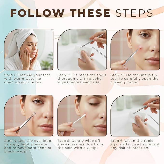 Blackhead Remover Professional Skincare Spot Treatment Blackhead Remover Tool for Blemish Comedone Whiteheads Pimple Popper with Double Sided Soft Touch and Anti-Slip Design (Silver 2Pcs)