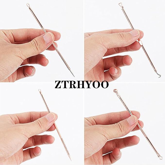 ZTRHYOO Blackhead Remover Pimple Comedone Extractor Tool Best Acne Removal Kit - Treatment for Blemish, Whitehead Popping, Zit Removing for Risk Free Nose Face Skin with Case (Rose)
