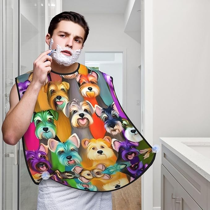 Beautiful Peacock Print Beard Bib Shaving Apron, Beard Hair Trimming Cape Gift For Dad