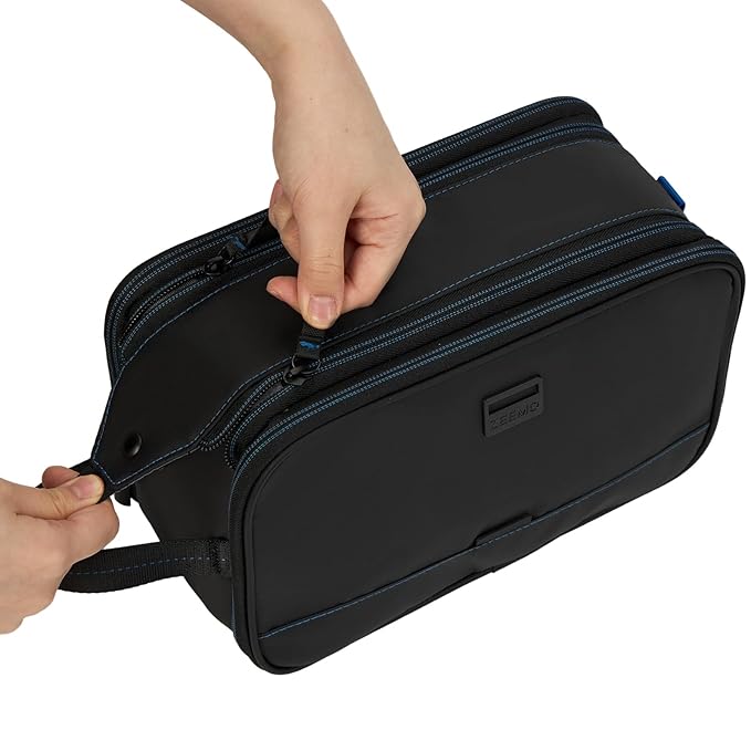 ZEEMO Trevel Toiletry Bag for Men, Full Open Dopp Kit with Dual Compartment