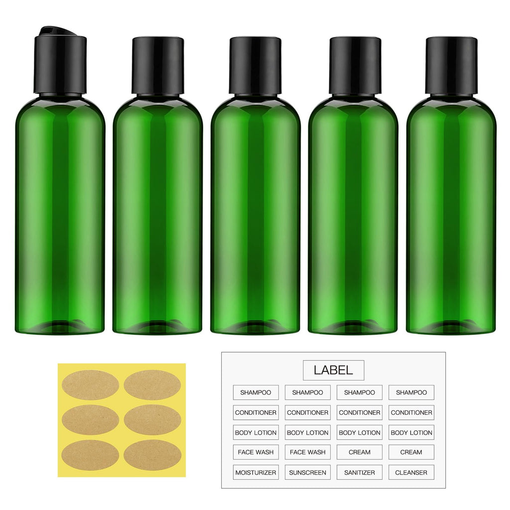 Travel Bottles for Toiletries 3.4 oz - Travel Size Containers for Shampoo Plastic - Small Empty Lotion Squeeze Bottle for Liquid TSA Approved - Leak Proof Mini Conditioner Refillable Green 100ml