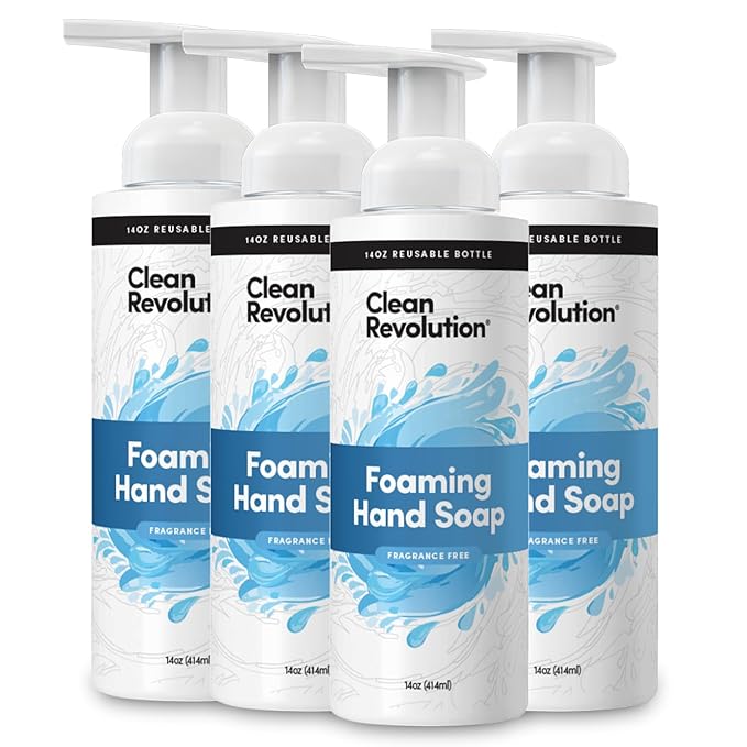 Clean Revolution Foaming Hand Soap Refill with Real Essential Oils, Moisturizing Sulfate-Free Hand Soap, Ready-to-Use Foam Soap Refill for Kitchen & Bathroom (Geranium Mint) 14 oz