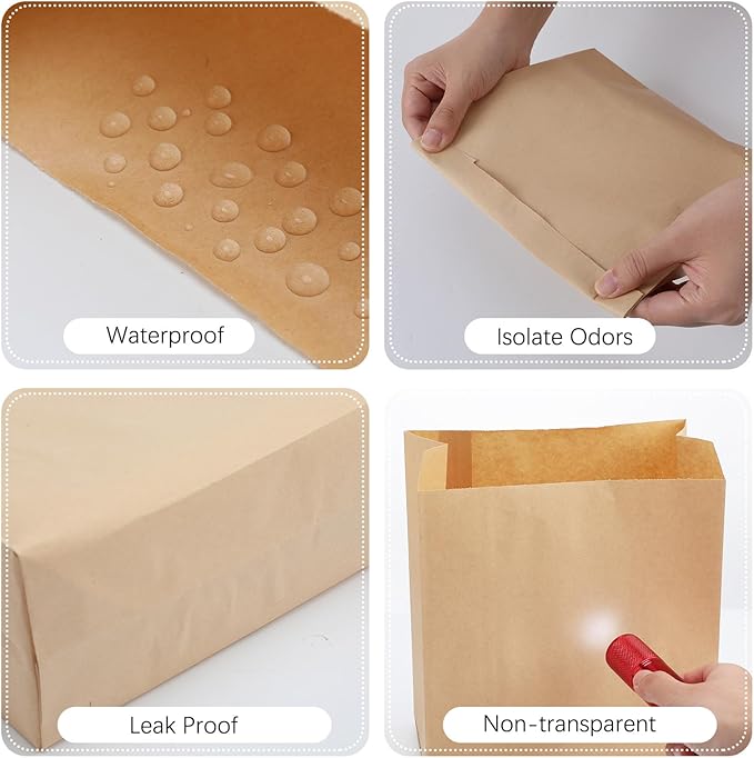 Tenceur 500 Pcs Waxed Kraft Sanitary Napkin Disposal Bags 7.5x10x3.5 in