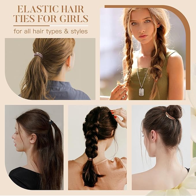 FORENEE Hair Ties No Damage - 20PCS Ponytail Holders - Elastic Hair Ties for Thick Hair - Braided Hair Bands for Women Girls's Hair - Neutral