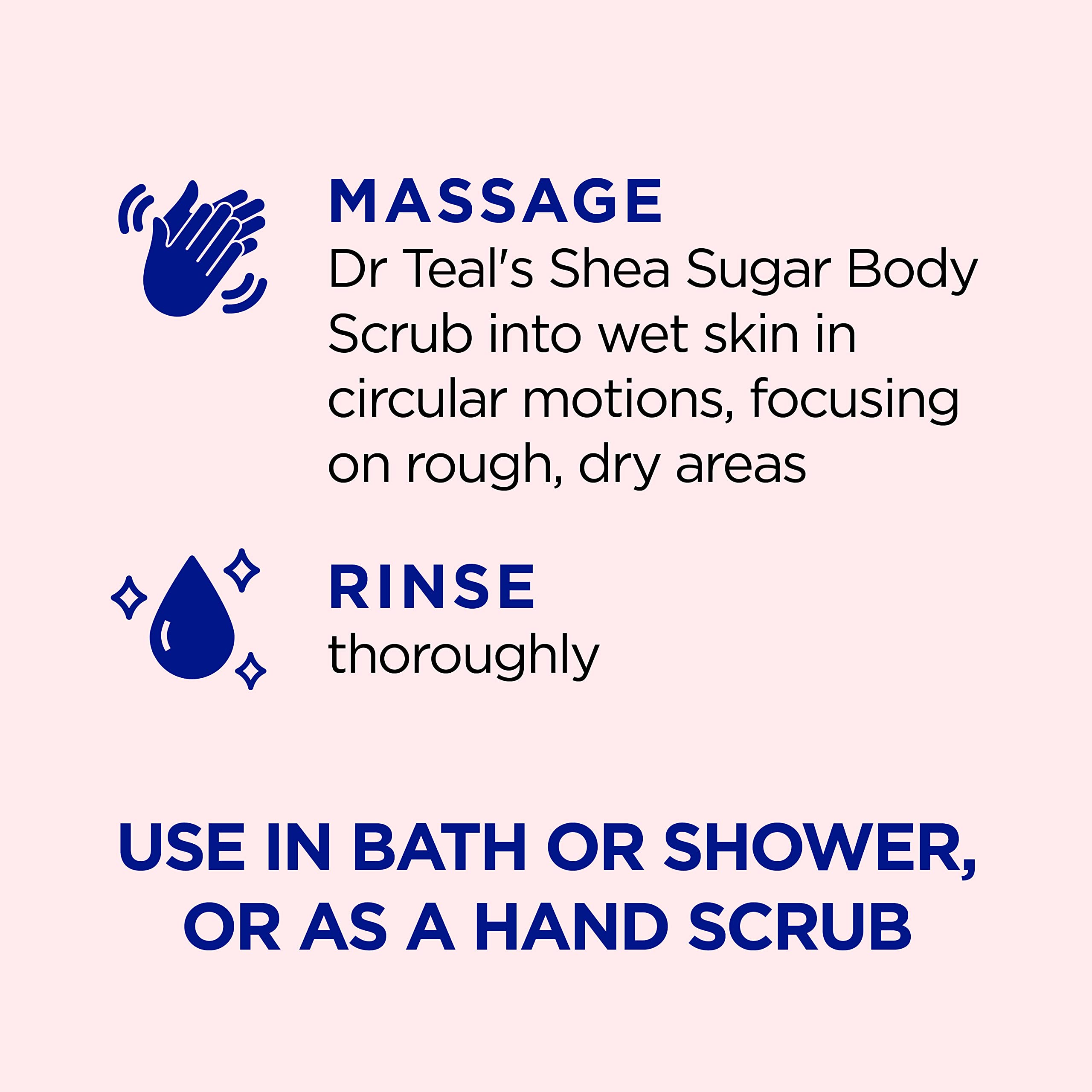 Dr Teal's Shea Sugar Body Scrub, Rose with Essential Oil, 19 oz (Pack of 3)