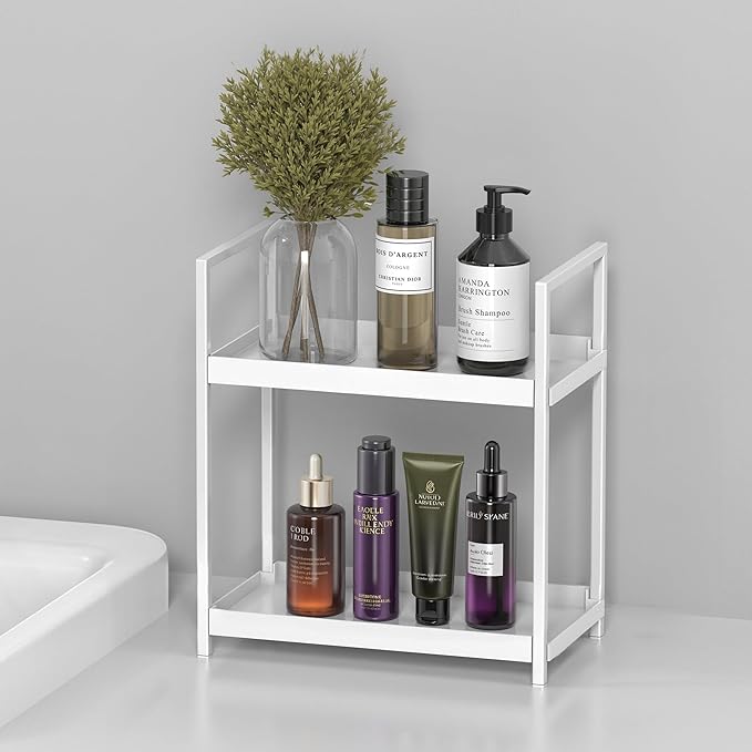 Oasiteege 2 Tier Bathroom Counter Shelf Organizer for Skincare Makeup