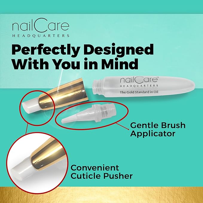Nail Care Headquarters Refillable Empty Squeeze Cuticle Pens, perfect for holding Simply Pure Nail & Cuticle Oil - Gold Cap Single