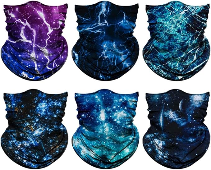 Neck Gaiter Mask, Sun Mask, Rave Bandana Face Mask, Seamless Face Scarf, Headband for Men Women (A-Lightning)