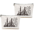 DHKG 2pcs Camping Gifts for Women Makeup Bag, Travel Essential Cosmetic Bag Camping Essentials Inspirational Gifts for Women Female Girls Sister BFF Nature Lover, Glamping Toiletry Bags