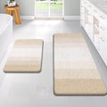 OLANLY Bathroom Rug Set 2 Piece, Soft Absorbent Microfiber Bath Rug Set, Non-Slip, Machine Wash Dry, Plush Shaggy Bath Mats for Bathroom (47"x20"+24"x16", Light Beige)