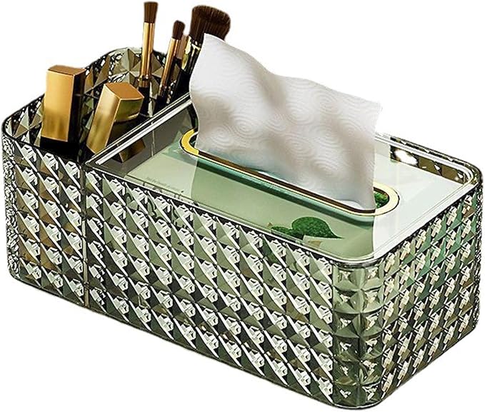 Tissue Box Cover Rectangle,Tissue Holder Napkin Dispenser for Bathroom Bedroom Living Room Office (Green)